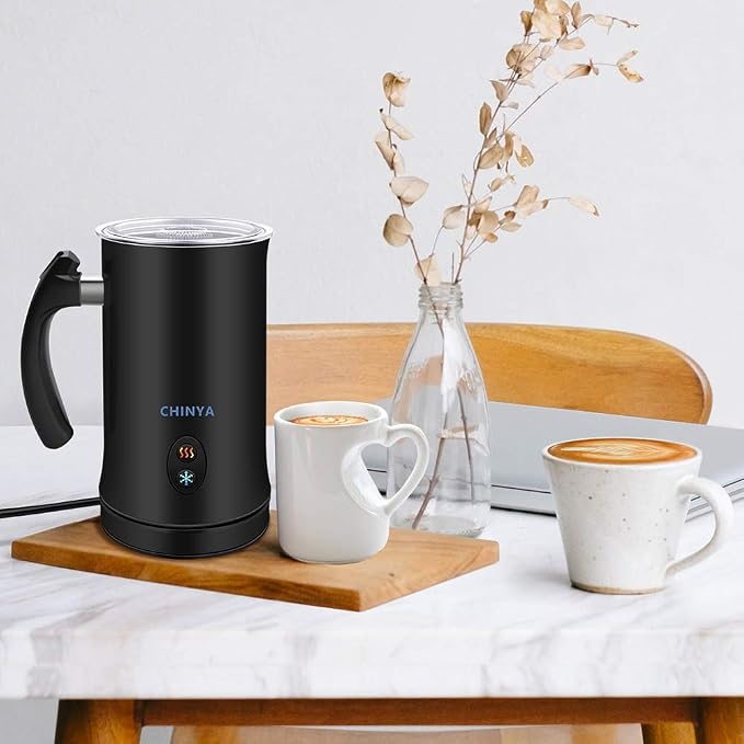 Milk Frother,CHINYA Electric Milk Frother Soft Foam Maker for Hot and Cold Milk Froth, Cappuccino, Coffee, Latte, Automatic Steamer,Stainless Steel Warmer, Double Wall, Non-Stick, Strix