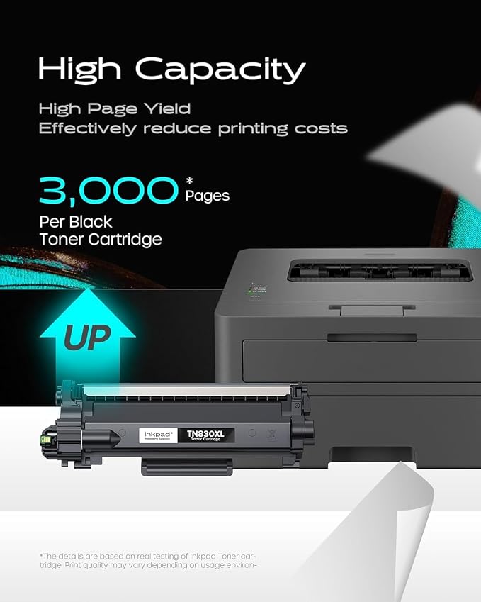 Compatible TN830XL Toner Cartridges Replacement for Brother TN830XL TN830 830 XL Toner Cartridge Compatible with Brother HL-L2460DW DCP-L2640DW HL-L2400D HL-L2405W MFC-L2820DW Printers (2 Black)