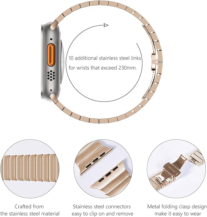 NewWays Titanium & Stainless Steel Link Bracelet for Apple Watch Band Ultra 3 2 1 Band 49mm Series11 10 46mm 42mm 45mm 44mm 41mm 40mm 38mm Series 3-11