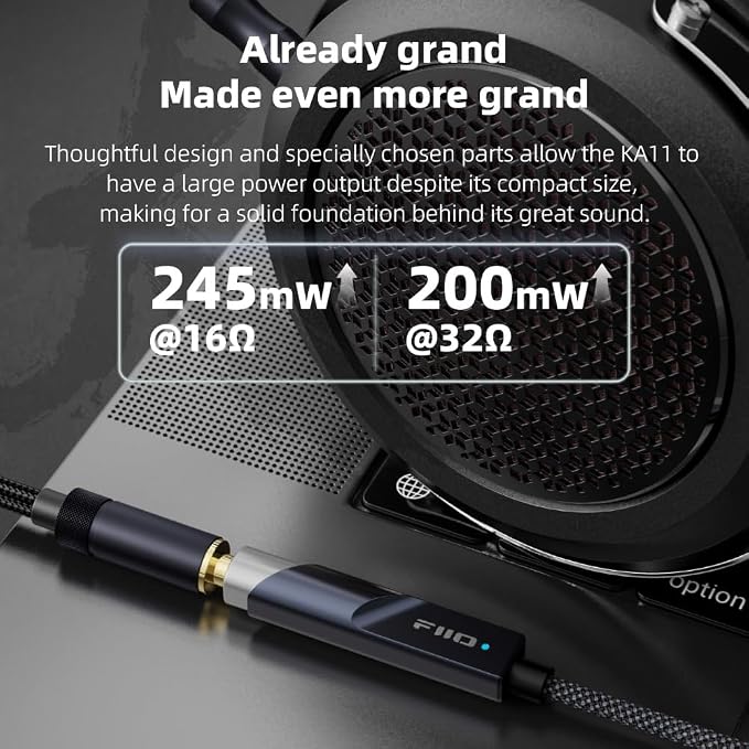 FiiO KA11 USB C to 3.5mm Audio Adapter 32bit/384KHz, USB Type C Dongle HiFi DAC Amplifier for Android/iOS/Windows/Mac (Silver, TC)