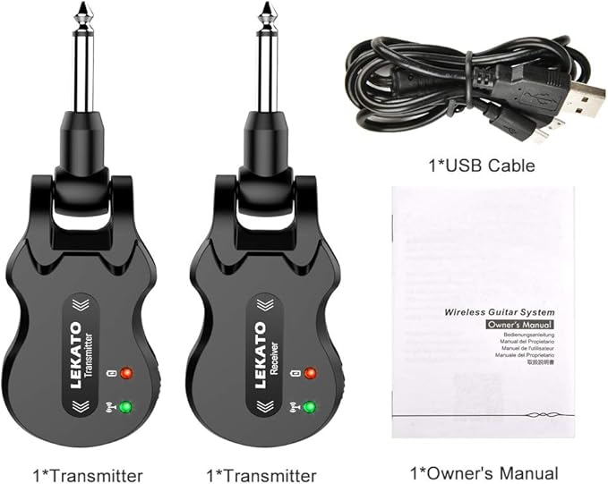 LEKATO 5.8Ghz Wireless Guitar System 4 Channels Audio Digital Guitar Transmitter Receiver