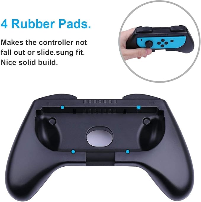 HEYSTOP Grip Compatible with Nintendo Switch/Switch OLED Joy-Con, 3 Pack, Wear Resistant Game Switch Controller Handle Case Kit for Nintendo Switch Joy Con, Black