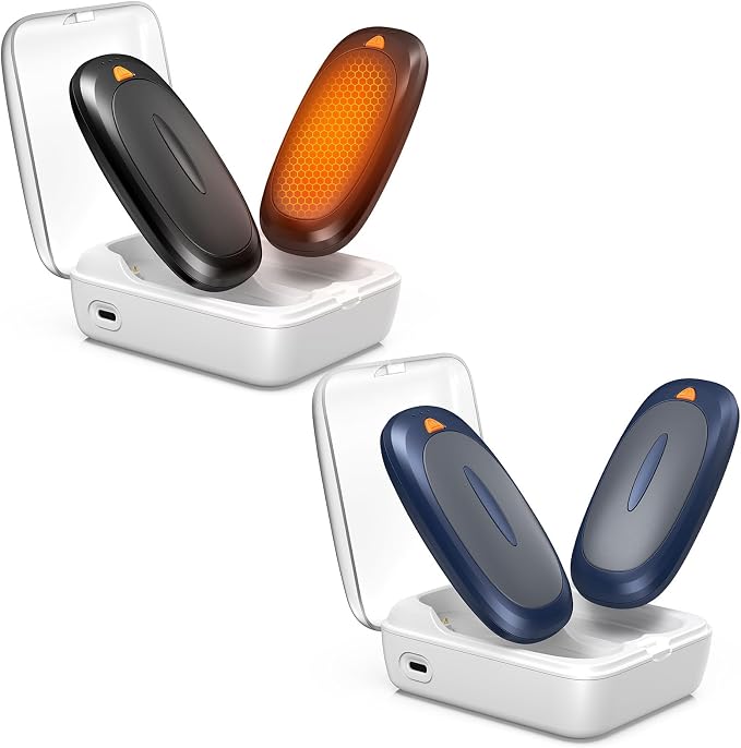 3-in-1 Electric Hand Warmers Rechargeable 2 Pack,14000mAh Portable Dual-Sided Handwarmer with Charging Case(Black&Blue)