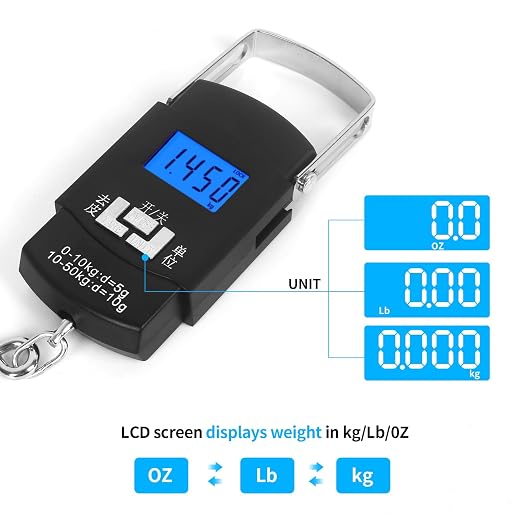 Digital Scale with Lip Gripper：110 Lbs/50 Kg Backlit LCD Display Fishing Scale and 2pcs Fish Lip Gripper (Not Included Batteries)