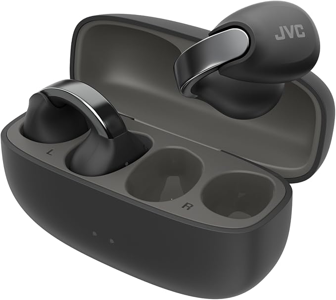 JVC Nearphones Open Ear True Wireless Headphones - Open Ear Earbuds - Bluetooth 5.3-24H Playback - IPX4 Water Resistant - Built-in Mic - Awareness & Comfort - Ear Clip Earbuds - HANP1T