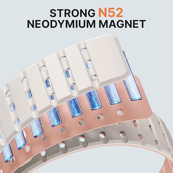 Bandletic Magnetic Band Compatible with Samsung Galaxy Watch 8 40mm 44mm / Watch 8 Classic 46mm 2025, No Gap Soft Breathable Silicone Replacement Strap for Men Women, Starlight/Pink