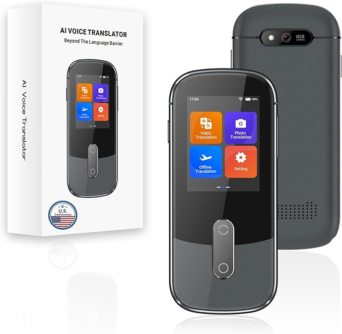 ANFIER W09 AI Translation Device Real Time, Language Voice Translator in 144 Languages & Accents with Photo/Text Translate, Offline Two-Way Traductor, Spanish Translating Devices for Business (Grey)