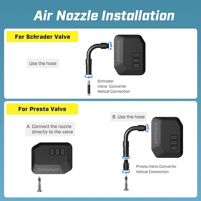 Mini Bike Pump with Gauge, 120 PSI Electric Bicycle Pump with Presta and Schrader Valve, ±1 PSI Accuracy Auto-Stop Portable Electric Bike Air Pump, for Mountain Bike, Road Bike, Motorcycle