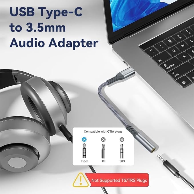 USB C to 3.5 mm Jack Adapter, Type C to 3.5mm Headphone Aux Digital Audio Earphone Adaptor for iPhone 15/Samsung Galaxy S23 S24 Note10 A80 Huawei P60/P50,Google Pixel 4XL,OnePlus7,Xiaomi (3)