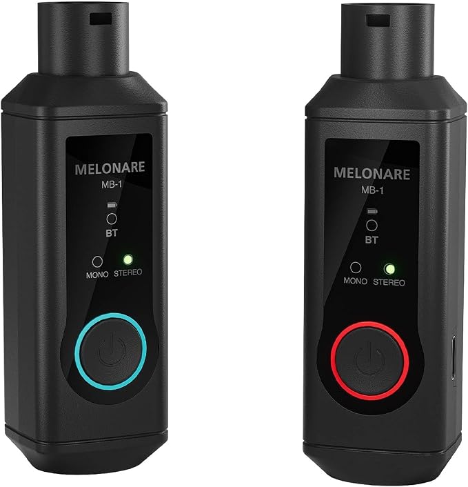 MELONARE MB-1 Wireless XLR Bluetooth Receiver, 15-Hour Battery Life, BT 5.3, High-Fidelity Audio, Mono/Stereo Mode, 150ft Range, Bluetooth Adapter for Speakers, PA Systems, Mixers, DJ Equipment