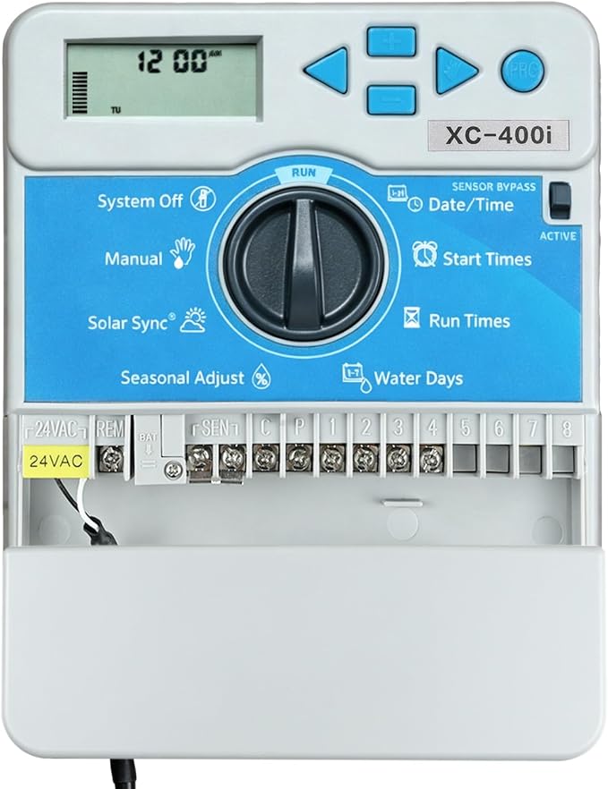 Compatible with Hunter X-Core XC400i Indoor Sprinkler Timer, 4 Zone Irrigation Controller, Indoor Lawn & Garden Watering System, Easy Program, No Wi-Fi Required