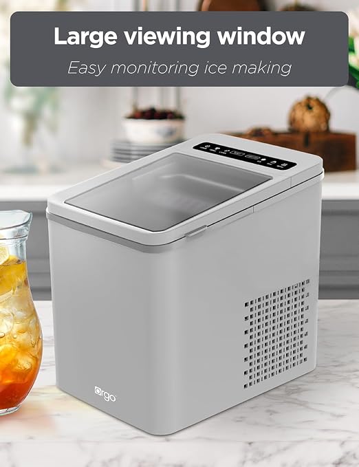 Orgo The Maverick Countertop Ice Maker, Makes 23 lbs. in 24 Hours, Bullet Shaped in 2 Sizes, Ice Maker Ready in 6-8 Minutes, LED Control Panel, Self-Cleaning, Includes Scoop, TMT3653, Gray