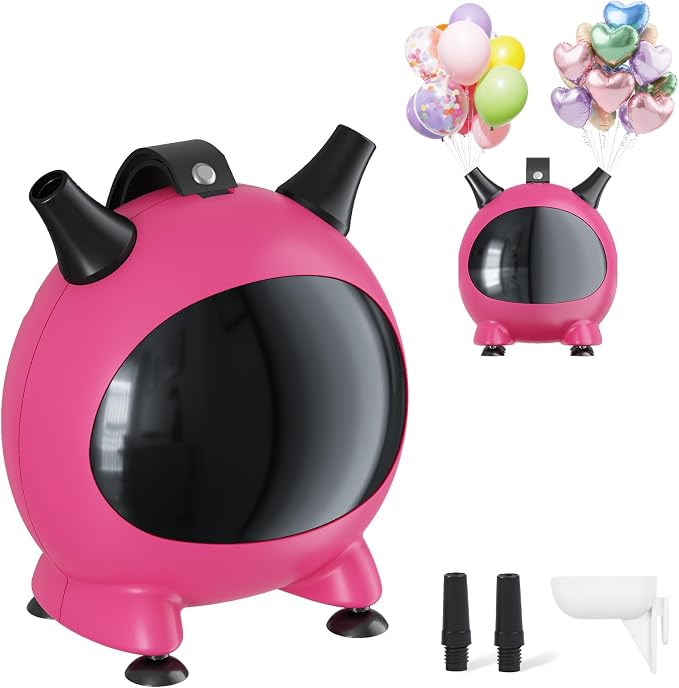 Togvu Balloon Pump Electric, Portable Balloons Inflator Air Pump with 2 Nozzles, Small Balloon Blower Machine 600W for Latex Garland Arch and Foil Balloons