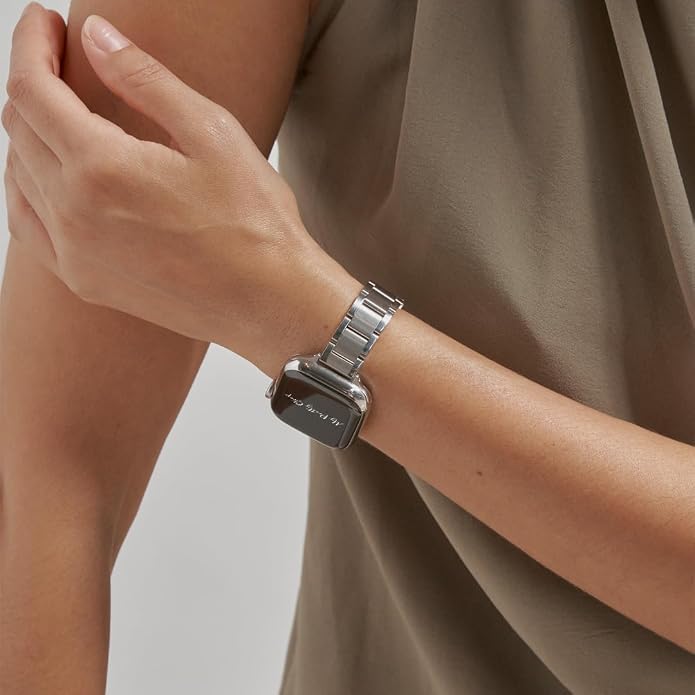 My Pretty Strap - Compatible Apple Watch Band Strap, Stainless Steel Fashion iWatch Replacement Strap- Easy Resizing, No Tool Needed, Fits Most Wrists- Compatible with Series 1-11, SE and Ultra