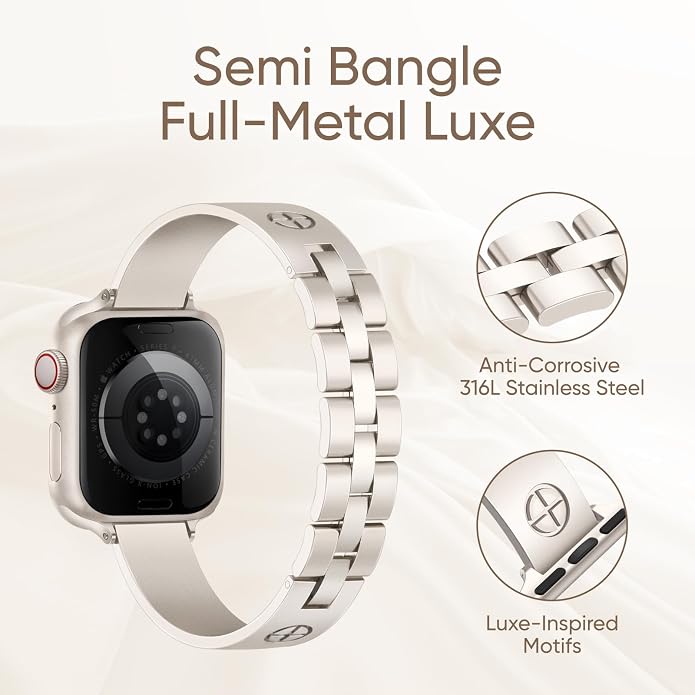 Missair Compatible with Apple Watch Band 38mm 40mm 41mm 42mm 44mm 45mm 46mm 49mm, Stainless Steel Metal Strap Women Dressy Bracelet Wristband for iWatch Series 11 10 9 8 7 6 5 4 3 2 1 SE Ultra