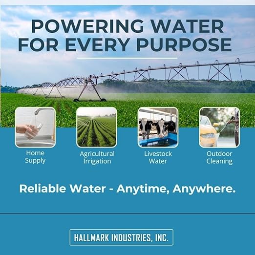 Hallmark Industries MA0459X-14 Deep Well Pump, 3" (3.3" Max), 3/4 HP, 115V/60Hz/1Ph, 14 Stage, 270' Head Max, 13 GPM Max, 1"Npt, S.Shell C.I Intake, 10' Cable, w/Check Valve, Stainless Steel