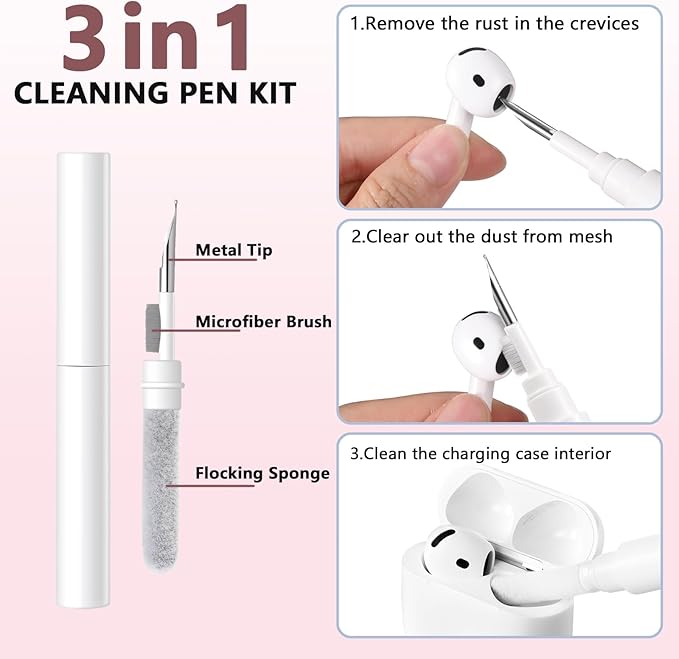 Lerobo for AirPods Pro 3 Case Cover with Cleaner Kit, Cute Flower Engraved Silicone Protective Cover with Keychain Compatible with Apple AirPod Pro 3rd Generation Case 2025 for Women and Girls, Pink