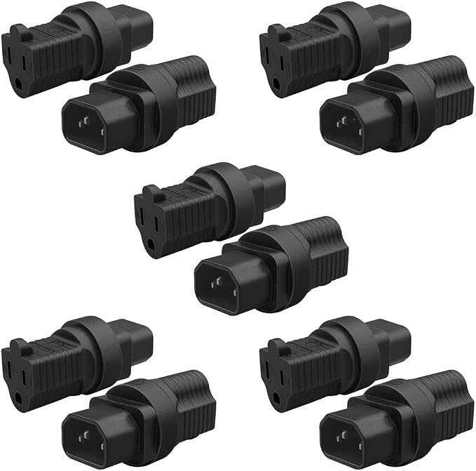 (10Packs C14 to NEMA 5-15R AC Power Adapter,PDU Cabinet/UPS Server Plug 3 pin C14 Male to American Standard Female 3 Hole Power Adapter Socket