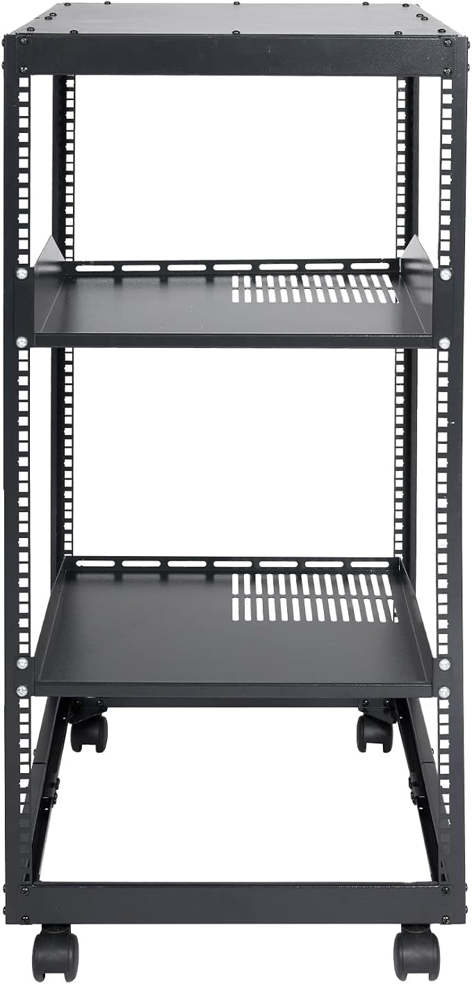 VEVOR 20U Open Frame Server Rack, 23''-40'' Adjustable Depth, Free Standing or Wall Mount Network Server Rack, 4 Post AV Rack with Casters, Holds All Your Networking IT Equipment AV Gear Router Modem