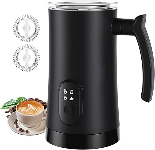 Milk Frother, 4-in-1 Electric Milk Steamer, 350ml/11.8oz Automatic Frother for Coffee, Warm and Cold Foam Maker for Latte, Cappuccino and Hot Chocolate (Black)