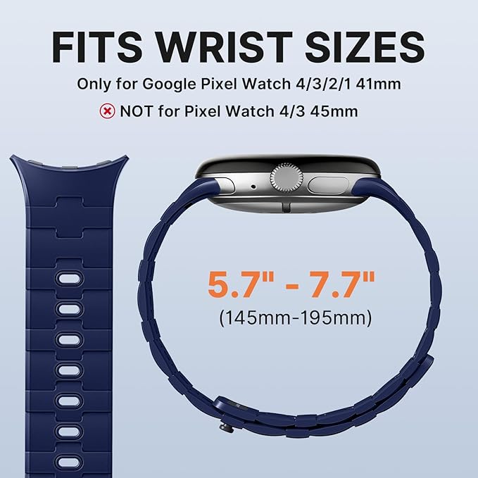 Bandletic Magnetic Silicone Bands Compatible with Google Pixel Watch 4/3/2/1 41mm for Women and Men, Rugged Soft Sport Strap Replacement Wristband