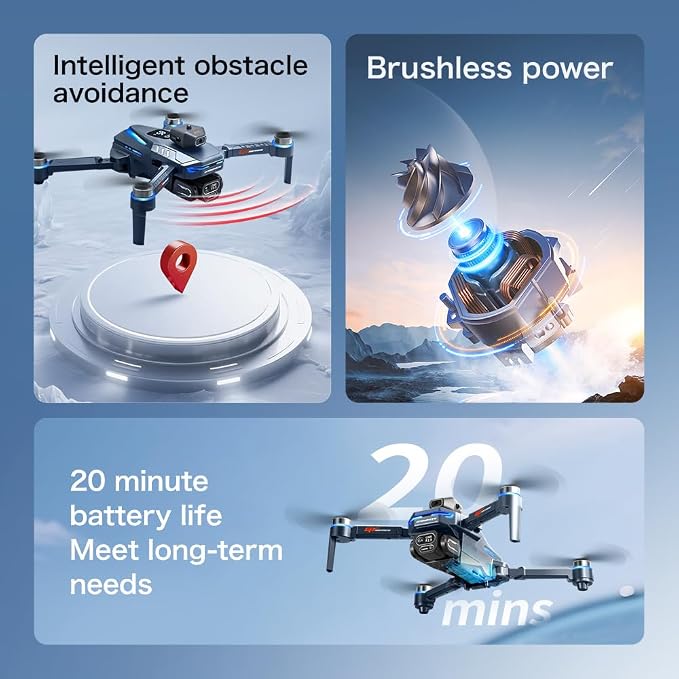 FPV Drone with HD Camera for Adults, RC Drones with 5 Inch LCD Screen on Controller, Brushless Motor, Follow Me, Auto Return, Waypoint Fly, Foldable RC Quadcopter with SD Card & 2 Batteries & Portable Carrying Case, Under 250g Indoor Outdoor Aerial Pho...