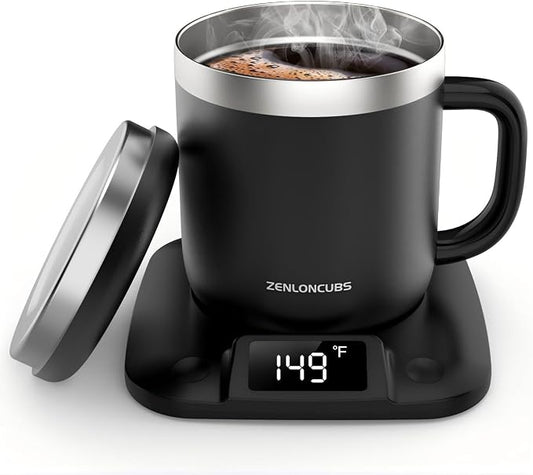 Smart Electric Heated Coffee Mug with Temperature Control, 5 Settings & Display, Auto Shut-Off, Fast Heating Warmer Set with Stainsteel Coffee Mug