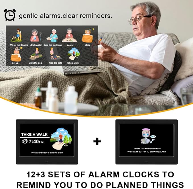 2026 Digital Clock Plug-in (No Battery), Power Outage Memory, DST Display Time, Date, Month, and Year Large-Font Clock for the Elderly, 7in Black