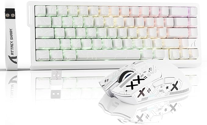 ATTACK SHARK X68HE PRO Rapid Trigger Wireless Gaming Keyboard and X11 Mouse, 8K Polling Rate,Hall Effect Magnetic Switch Keyboard, Tri-Mode Mouse with Magnetic Charging Dock, 22000 DPI for PC Mac