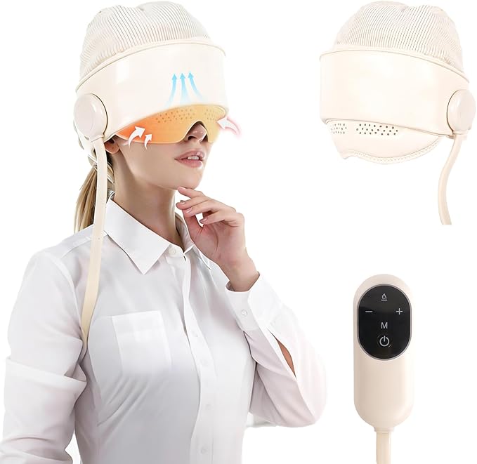 Head Massager with Heat,Head Massager for Headaches,Electric Rechargeable Head and Eye Massage Tool,6 Airbag Massage Zones,3 Heat Levels,4 Massage Modes