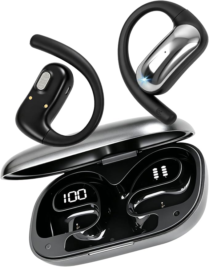 Open Ear Headphones Wireless Bluetooth 6.1, Over Ear Earbuds with Ergonomic Earhooks, 40H Playtime Sports Wireless Earbuds, IPX6 Waterproof Lightweight Running Headphones for Workout, Cycling