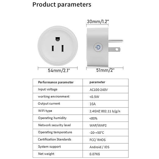 Mengshen Smart Plug Home WiFi Outlet with App Remote Control Compatible with Alexa & Google Home Smart Socket with Timer Function 16A 2.4GHz WiFi Only No Hub Required