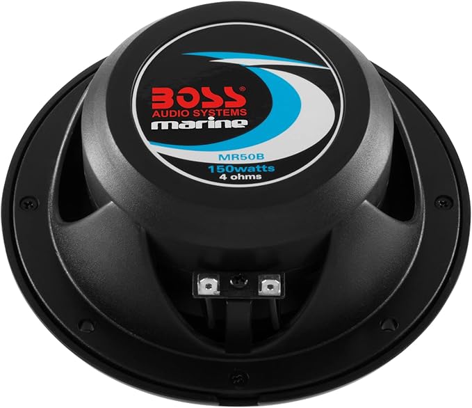BOSS Audio Systems MR50B 5.25 inch Marine Stereo Boat Speakers - 150 Watts (pair), 2 Way, Full Range Audio, Tweeters, Coaxial, Weatherproof, Sold in Pairs