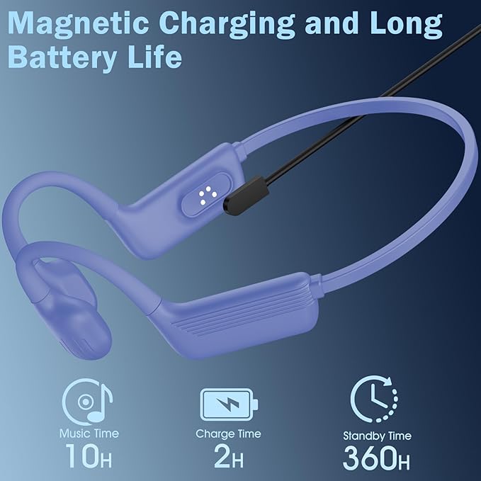 Swimming Headphones-Bone Conduction Headphones, IP68 Waterproof Open Earphones, LiteSurge Bluetooth 5.4 Underwater Sport Earbuds with 32 GB MP3 Memory for Swimming, Marathon-Purple