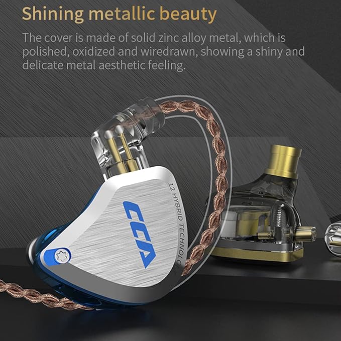 CCA C12 in Ear Monitor Headphones 5BA 1DD Hybrid HiFi Gaming IEM Earphones Noise Isolating Stereo Wired Earbuds for Musicians Audiophile Singers DJ