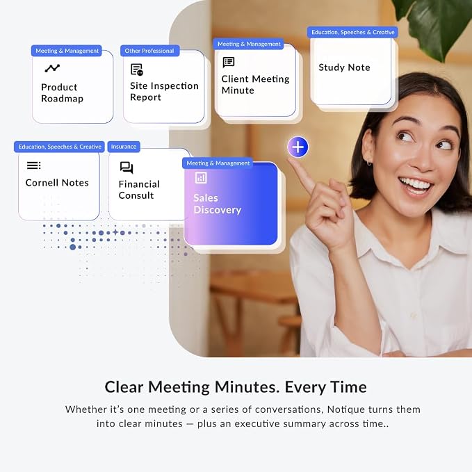 Notique AI Pen | Pocket AI Voice Recorder | Audio Recorder | Discreet Recording Device | AI Summarize & Transcribe for Multi-File & Meeting Timeline | No Monthly Fees