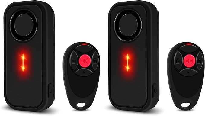 USUPERINK Bike Alarm System Anti Theft, 113dB Bike Alarm, Motion Alarms for E-Bike Motorcycle Scooter Bicycle Security Alert Vibration Warning Interior Safety Red LED Light IP66 Waterproof,2Pcs
