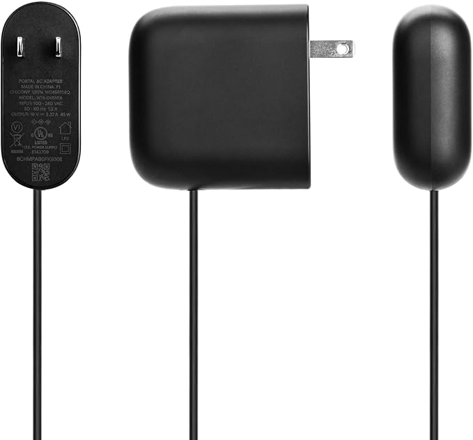 AC Power Adapter 19V 2.37A W18-045N1A for Facebook Portal 10" 2nd Portal Mini 8" (Black)