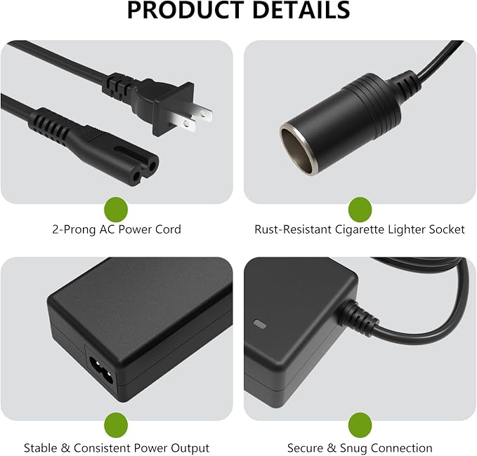 12V Converter Compatible with Igloo Iceless Kool Mate Cool Chill Thermolectric Coolers Power Supply Adapter