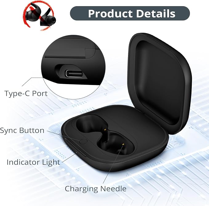 Charging Case Replacement Compatible for Beats Fit Pro, Portable Charger Case Support to Wireless Pairing, with Sync Button, 700mAh Built-in Battery, Charge Earbuds 3 Times, Black