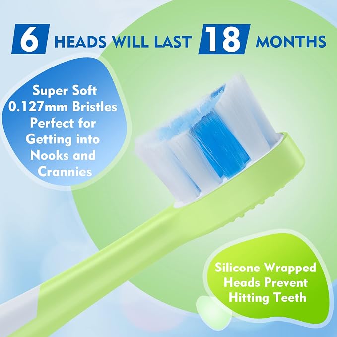 Kids Electric Toothbrushes 2 Pack Smart Sonic Toothbrush for Boys and Girls 3 4 5 6 7 8 9 10 11 12 (Blue+Green, 2 Pack)