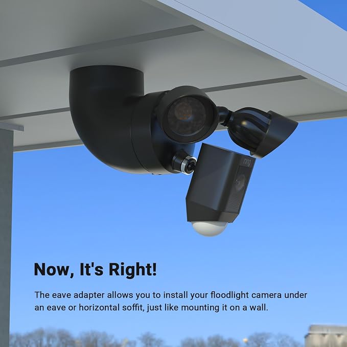 Holicfun Eave Mount for Ring Floodlight Cam Wired Plus/Pro, Blink Wired Floodlight Camera, and Wyze Floodlight Camera v2/Pro - Black