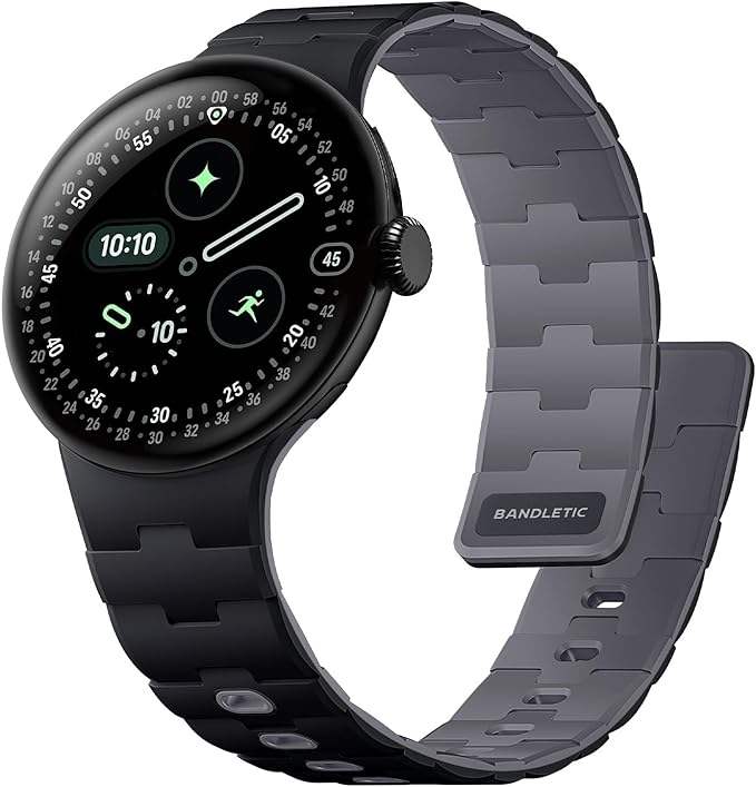 Bandletic Magnetic Silicone Bands Compatible with Google Pixel Watch 4/3 45mm Band for Women and Men, Rugged Soft Sport Strap Replacement Wristband
