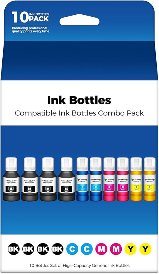 Comptible for EPT502 Ink Bottle ET-2760 ET-2850 ET-3760 ET-3850 Replacement for ET3850 ET-4850 2850 3850 2760 ET3760 ET-4850 ET-4760 ET 2850 ET 3850 Printer 10 Pack