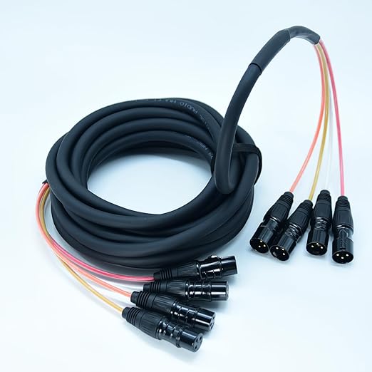 Arklove 10ft Snake Cables Audio Balanced Patch XLR to XLR Cable 4 Channel Connector Digital Splitter Microphones Stage & Studio Recording 15ft Equipment Profesional Live Cable
