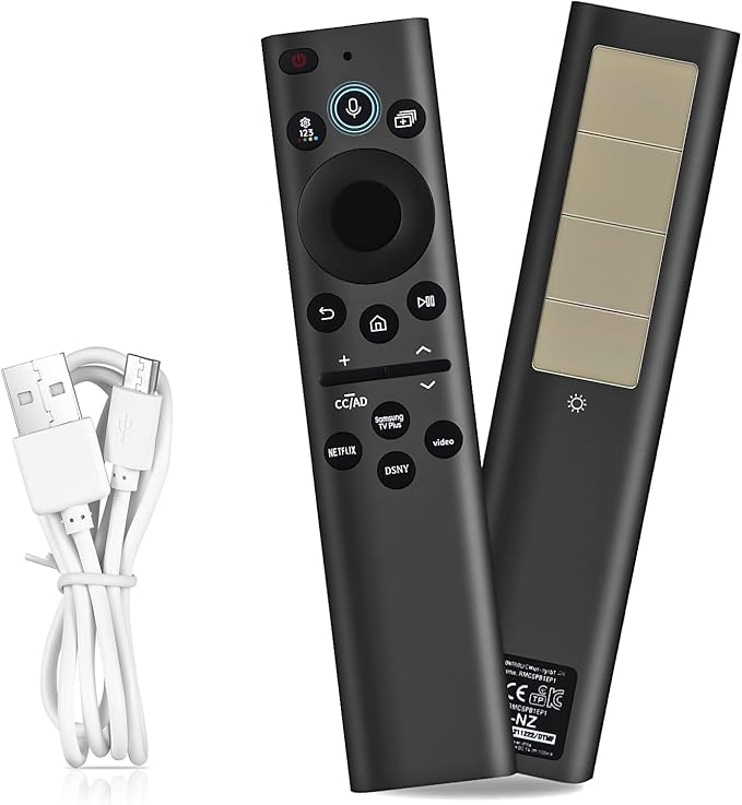 Rechargeable Solar Remote Replacement for Samsung Smart TV, Solarcell, USB-C/Type C Fast Charging, Voice&BT, Compatbile with Samsung Remote Control for Smart TV 2025-2018