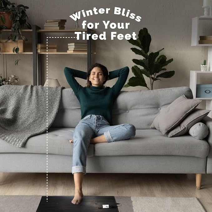 Cozy Products Super Foot Warmer, Portable Heated Rubber Mat, Ideal Space Heater for Home, Office, Garage, and Car, 135 Watts, Black, 36.5" x 16" x 0.25"