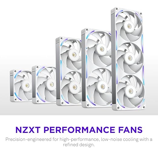 NZXT F240X Performance Single-Frame Fan - 2X 120mm PWM RGB PC Case Fans - Max Airflow & Static Pressure - Low Noise - LCP Frame & Blades - Magnetic Fluid Dynamic Bearing - 30mm Thick - White
