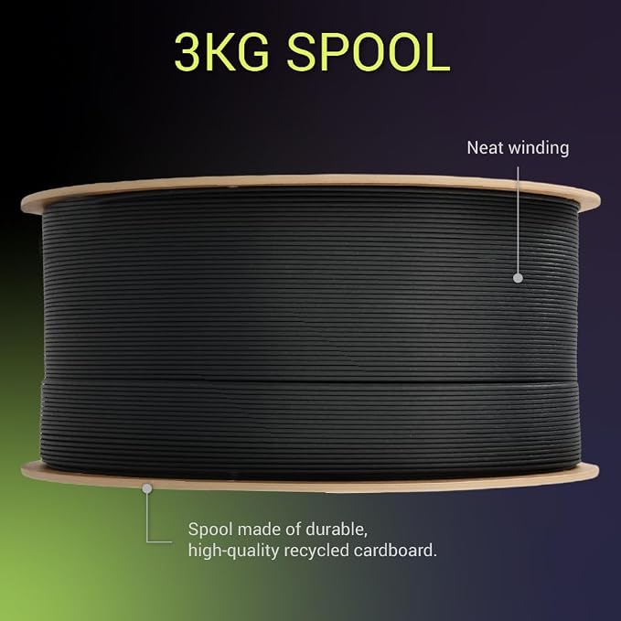Polymaker Fiberon PETG-ESD Filament 1.75mm Black 3kg – Electrostatic Discharge Safe, Tough PETG 3D Printer Filament for Electronics Industry