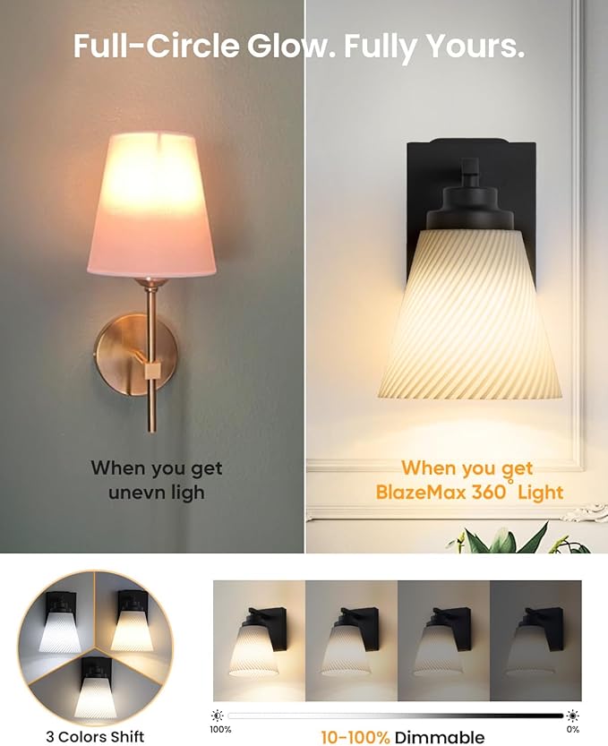 Neporal CARRYGLOW Battery Operated Wall Sconce, Peel and Stick No Drill Wall Lights Battery Operated, Rechargeable Wall Sconces for Bedroom, Living Room, Bathroom, Apartment, Renter Friendly